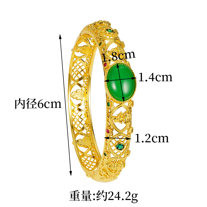 Antiguo oro vietnamita pulsera hueca de jade de oro de arena mujer estilo palacio estilo retrógrado temperamento rico Yiwu accesorios al por mayor