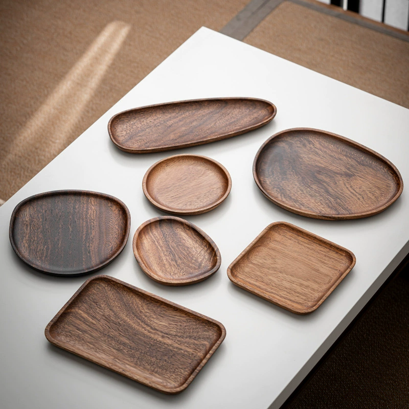 Орех простой чайный поднос Поднос для сухого заваривания чая Поднос для завтрака и закусок Гостиничные принадлежности Ресторан Деревянный поднос Поднос для освежения