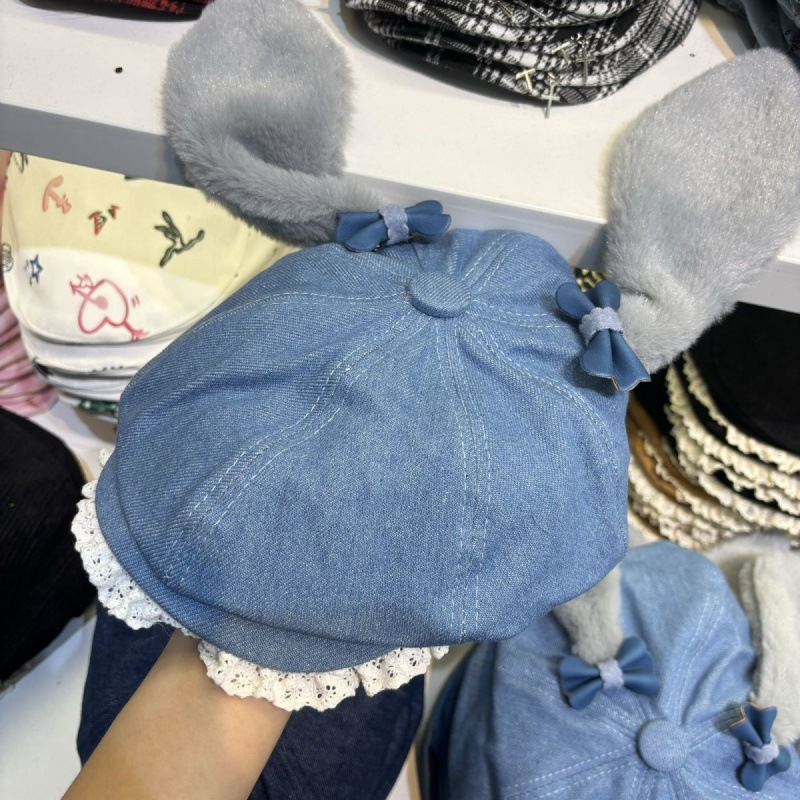 Cowboy Beret Forward Women's Lace Face Revealing Painter's Big Head Octagonal Hat Versatile New Style_voghion.com