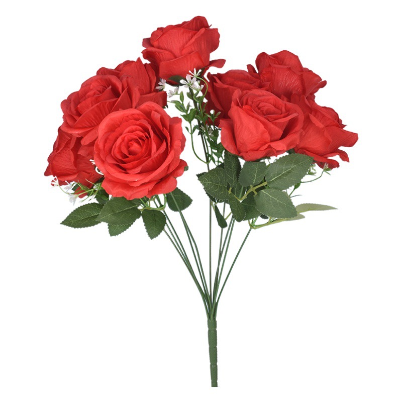 Vino rojo serie tema flor artificial boda Hotel diseño Flor de plomo arreglo Rosa flor falsa material decoración del hogar al por mayor