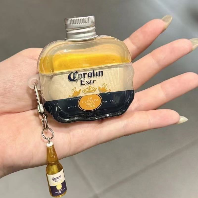 Estereoscópico tapa de botella de vino creativo casco de auriculares para Apple airpods4 casco de protección airpodspro3