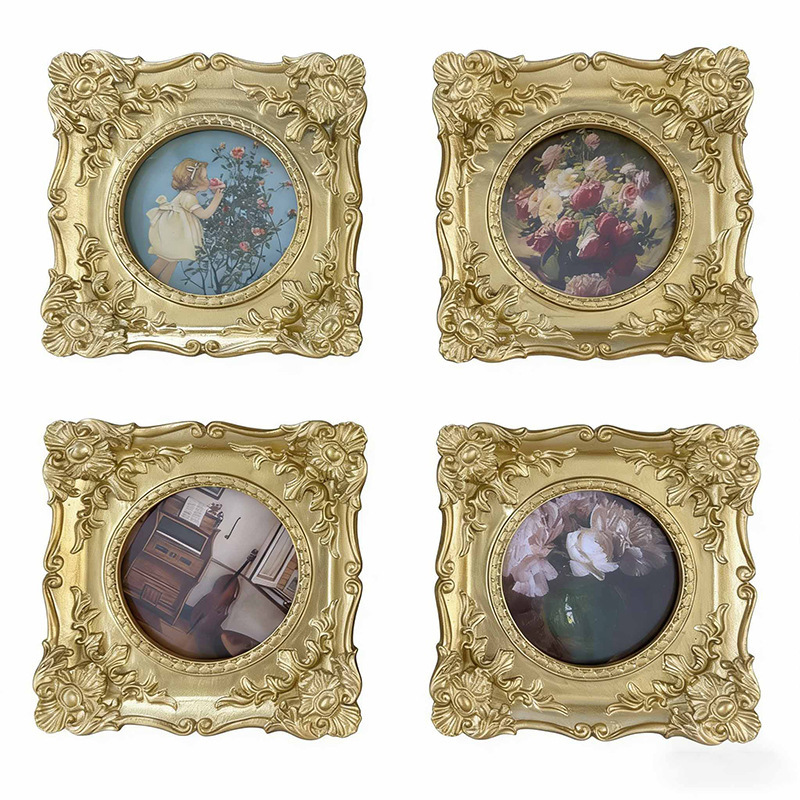 Vintage European-style golden embossed photo frame resin tabletop picture frame for living room and bedroom wall decoration, light luxury carved photo frame Vintage European-style golden embossed photo frame resin tabletop picture frame for living room and bedroom wall decoration, light luxury carved photo frame