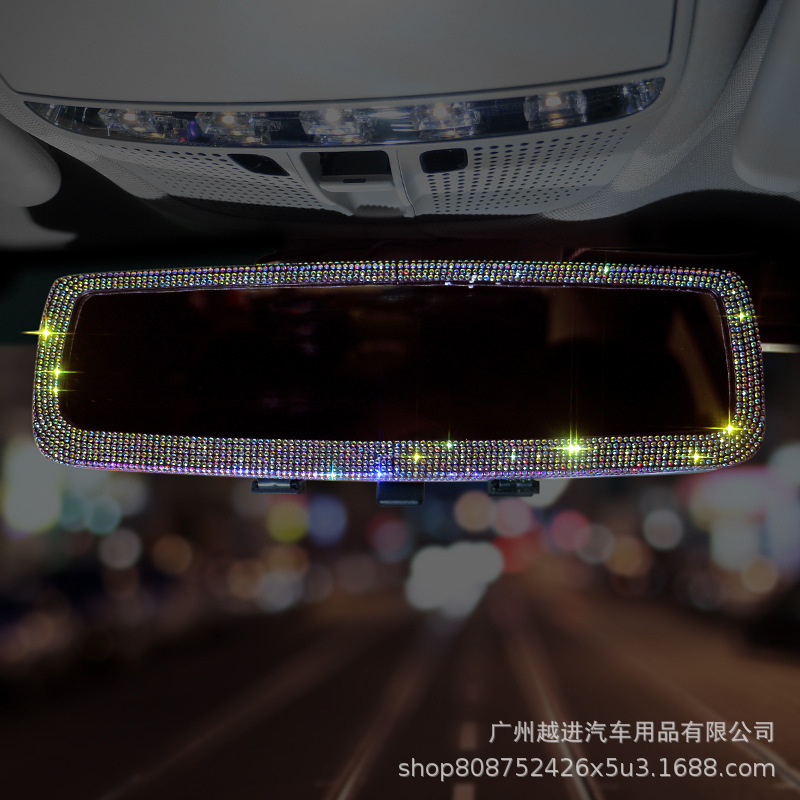 ¿Espejo retrovisor del coche? Cubierta decorativa personalidad creativa lindo diamante incrustado coche interior espejo retrovisor decoración suministros damas