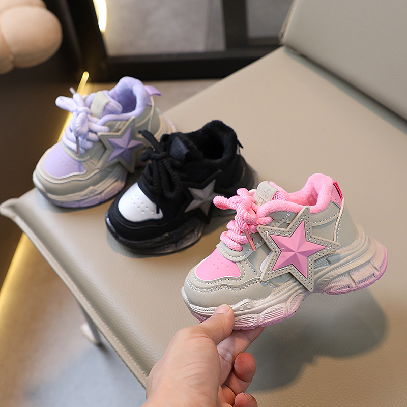 Zapatos deportivos para niños con suela ligera de invierno, edición coreana, dos zapatos de algodón para niños y niñas de 1 a 6 años_voghion.com