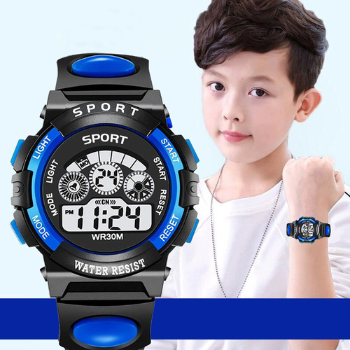 Cross-border children's digital electronic watch stylish men's waterproof night light sports multi-function alarm clock timing mechanical watch