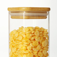 ♔玻璃密封罐方形竹木盖子收纳罐家居储物房屋收纳摆件文创展