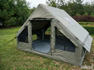 for Multiple People, Avtomobil dam çadırları - military-green-double-door-tent-with-skylight-3-5-people