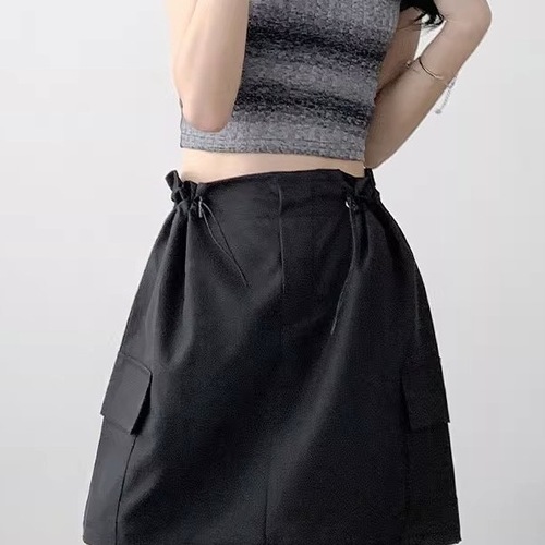 American Workwear Short Skirt for Women - Summer 2025 New Arrival High-Waist, Figure-Skimming, Design-Oriented Academic Style, Flared Half-Skirt