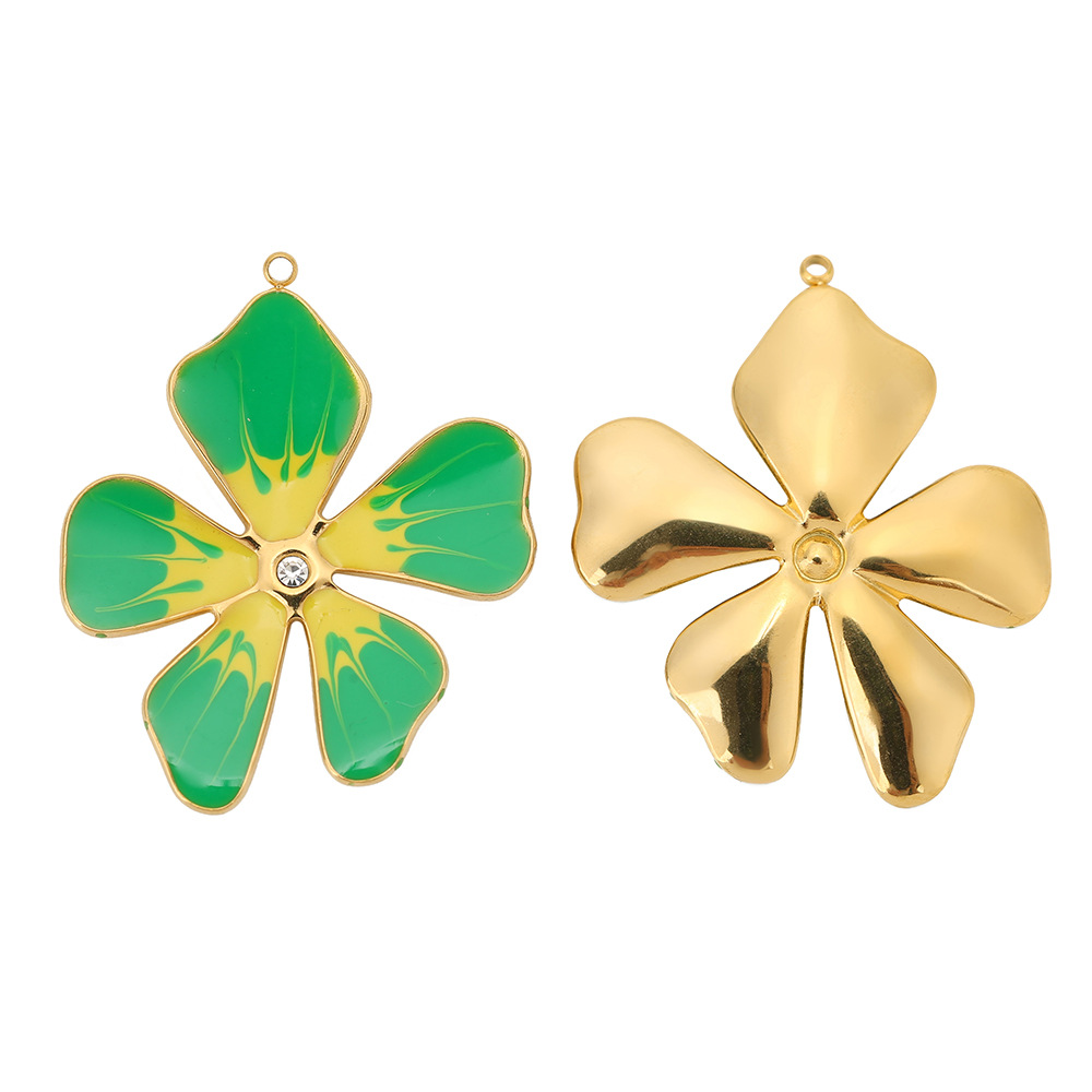 5 PCS/Package Quantity 5 PCS/Package 33*39mm Hole 1~1.9mm 304 Stainless Steel Zircon Flower Pendant