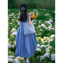 云南大理洱海旅游穿搭女装多巴胺海岛蓝色三亚海边度假沙滩连衣裙