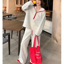 韩系穿搭甜美减龄卫衣运动休闲套装女春秋新款学生阔腿长裤两件套