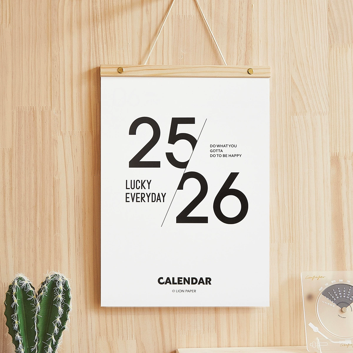 Wooden big calendar, 2025-2026 years