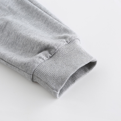 Children's sporty loose pants, leisure long pants, big kids pure cotton sanitary pants, spring and autumn ribbed thin model, tie-up pants, student school uniforms