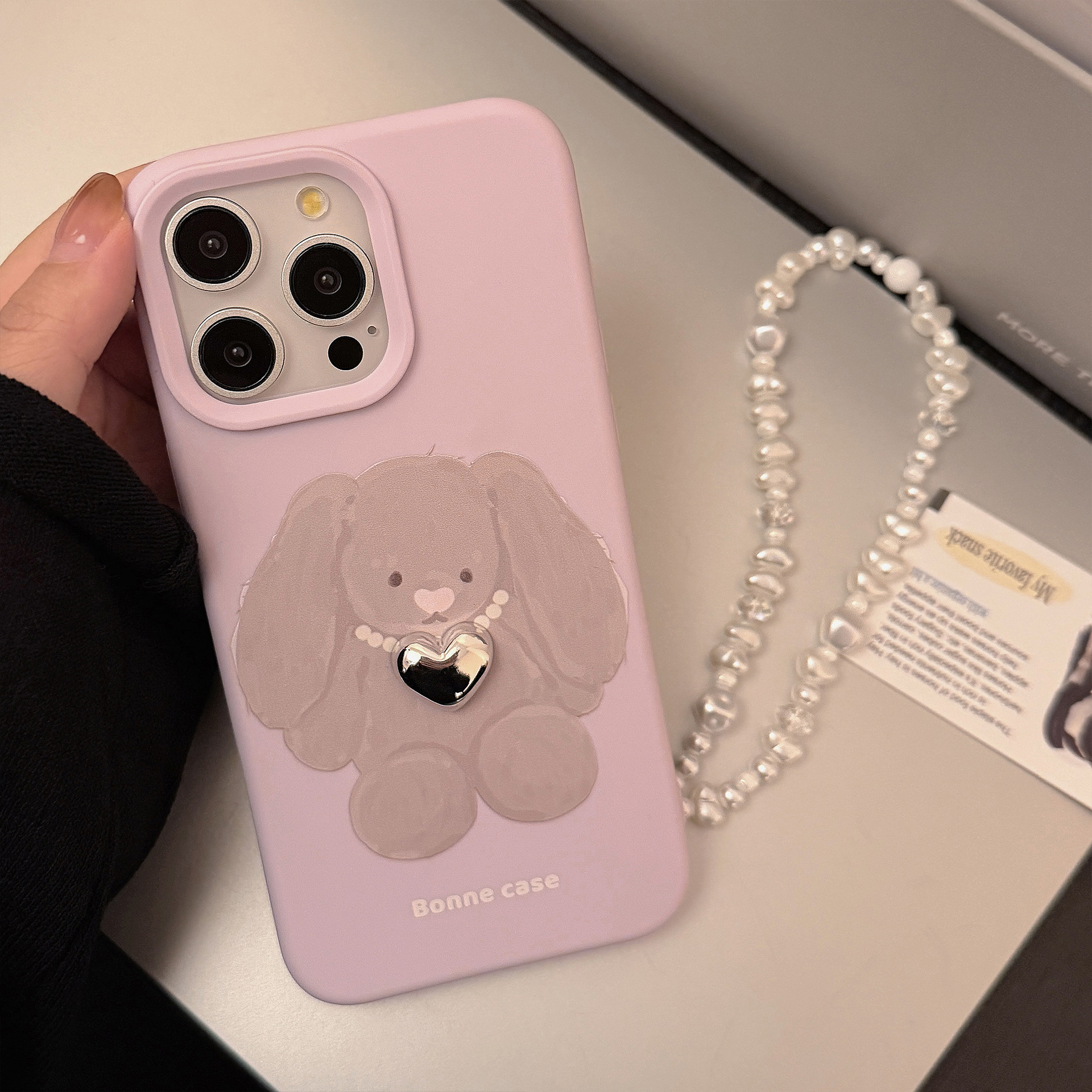 Protective Phone Case With Rabbit & Pearl Necklace For Iphone_voghion.com