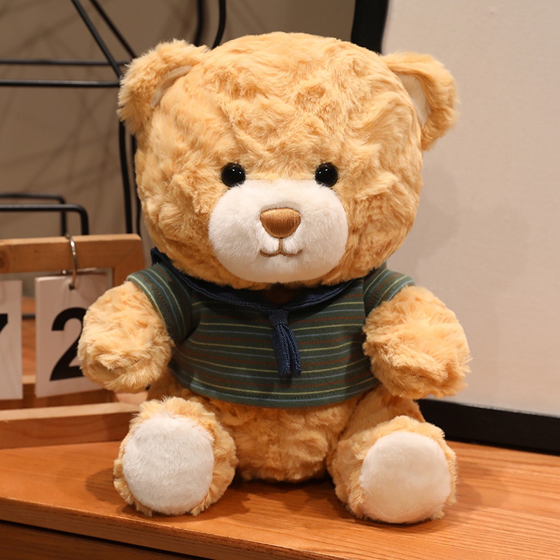 Adorable peluche oso muñeca suéter oso muñeca niño dormir compañía muñeca tela muñeca peluche juguetes decoración