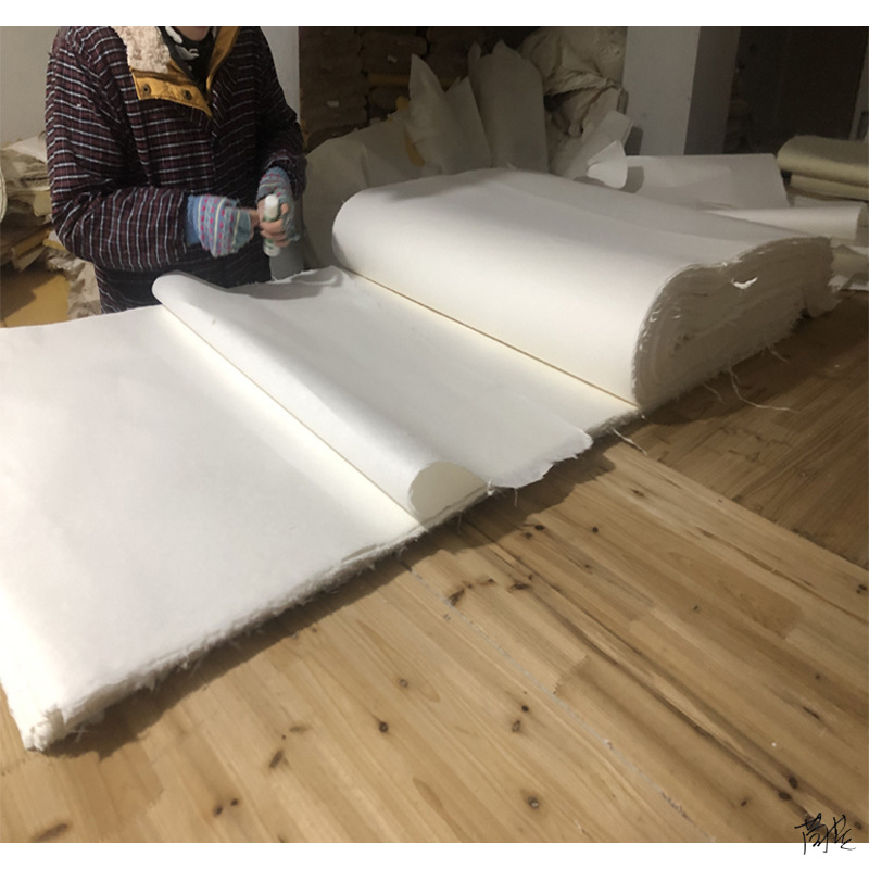 手工云龙皮纸宣纸四六尺加厚毛边抄经纸禅意二层夹书法重彩国画