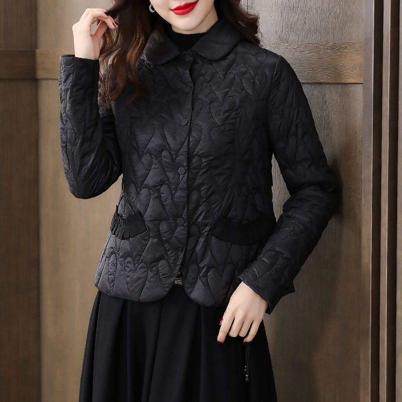 轻薄羽绒棉服女短款2024秋冬款修身显瘦40到50岁小个子女士小棉袄
