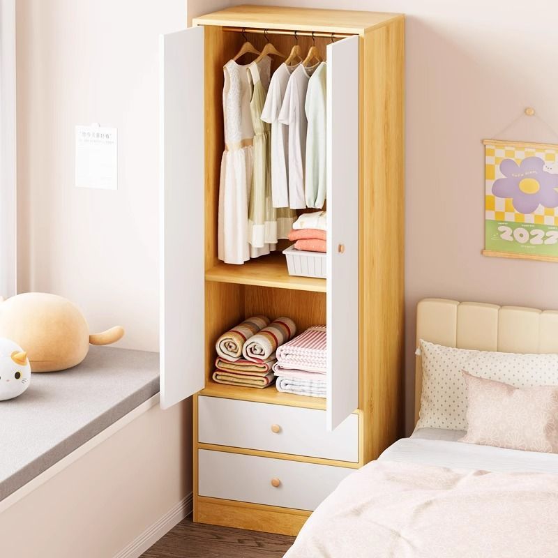 Wardrobe for Home Bedroom Small Apartment Simple Wardrobe Storage Cabinet Room Wooden Rental Economical Hanging Closet
