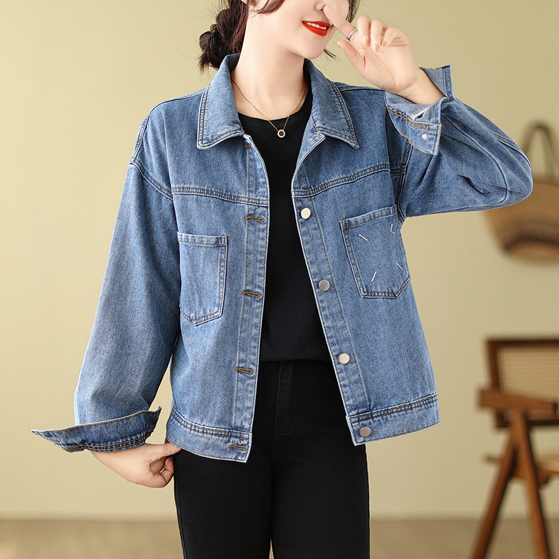 Real Shot of Hong Kong Style Denim Jacket for Women, Autumn 2026 Korean Design Denim Jacket, Casual Jacket for Women