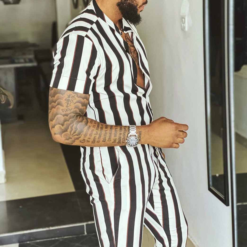 Monochrome Men's Summer Casual Two-piece Shirt And Trousers Set_voghion.com