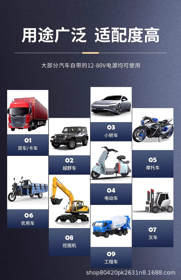 Motorcycle super bright spotlight electric car lights led strong light headlights 12V48v85V external modified battery car lights