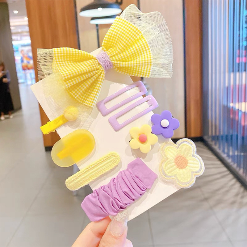 45g Weight Headwear Classification Women'S Gender Cartoon Style Style Pink, Green, Blue, Yellow Color Children's Bow Flower Hairpin Sets Wholesale Nihaojewelry 5