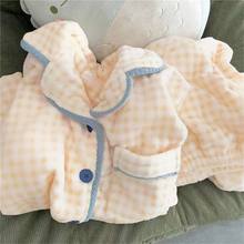 甜美简约格纹睡衣女秋冬季加绒加厚德绒保暖ins风学生居家服套装