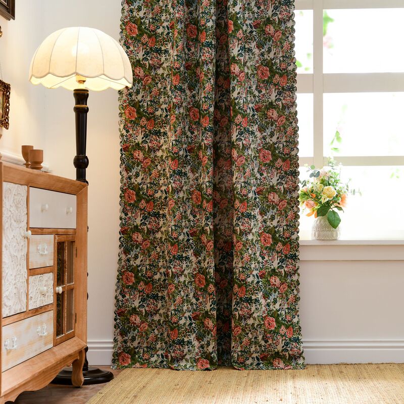 New Hot-Selling Retro Pastoral Floral Bedroom Punch-Free Small Fresh Blackout Bedroom Curtains Half Curtain Factory Wholesale