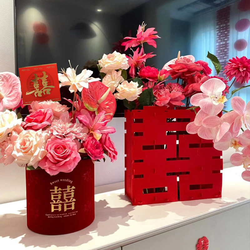 Tarjeta de felicitación de estilo chino suministros de decoración de boda Tarjeta de bendición de boda caja de regalo ramo postal de embalaje