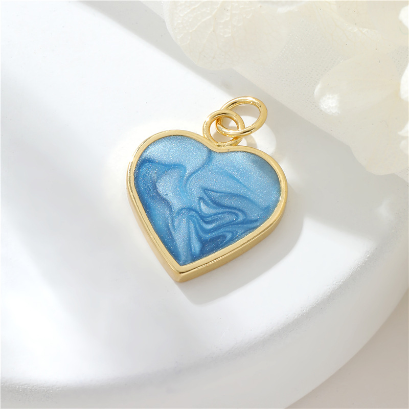 5g Weight Pendant Jewelry Making Type DIY Jewelry Accessories Classification 1 Piece Quantity Copper Material Heart Shape Pattern Enamel Design Sweet, Simple Style Style 1 Piece Copper Heart Shape Pendant 8