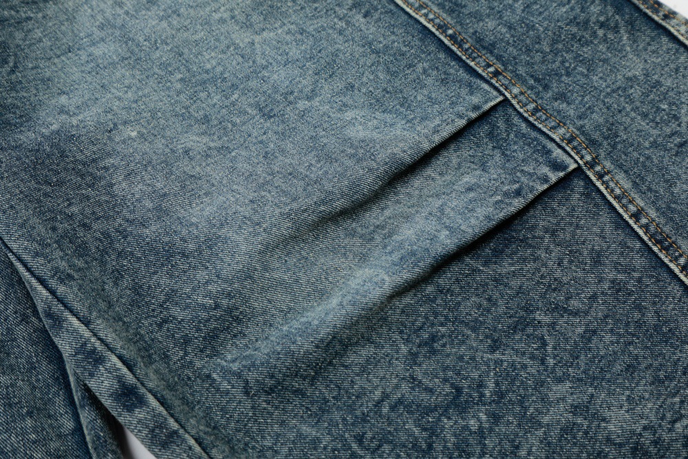 Men's Vintage Washed Blue Distressed Denim Shorts Rock And Roll Studded Details Relaxed Fit Cargo Shorts_mkmklike.com