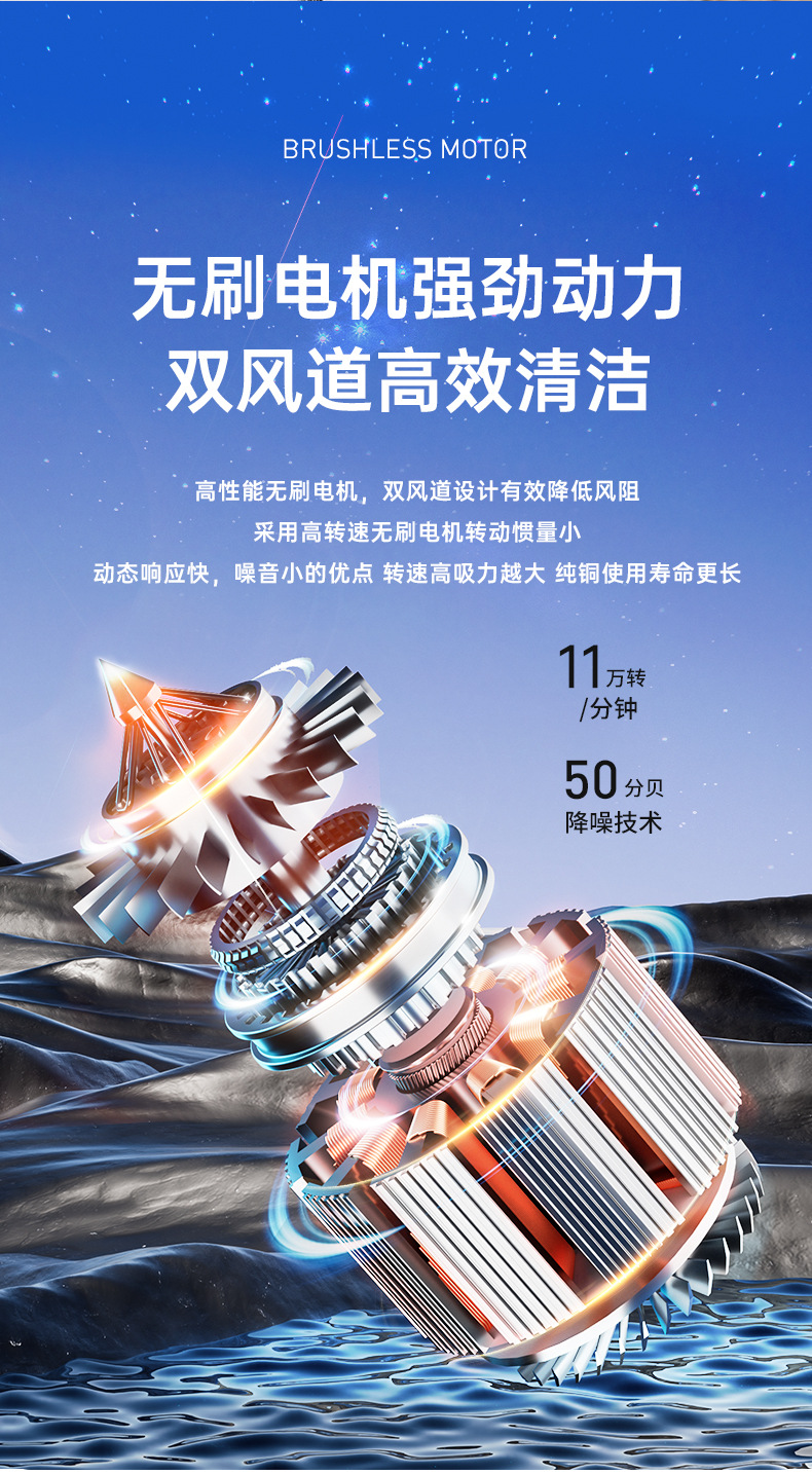 Car vacuum cleaner, high-power, cordless, for use in cars and homes, handheld, mini, with strong suction power