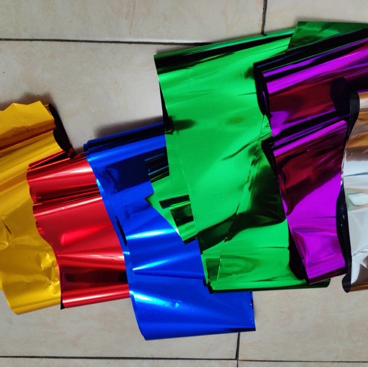 高亮七彩光膜圣诞筒扎花球花高亮镜面银光膜古铜光玫红光铝箔纸膜