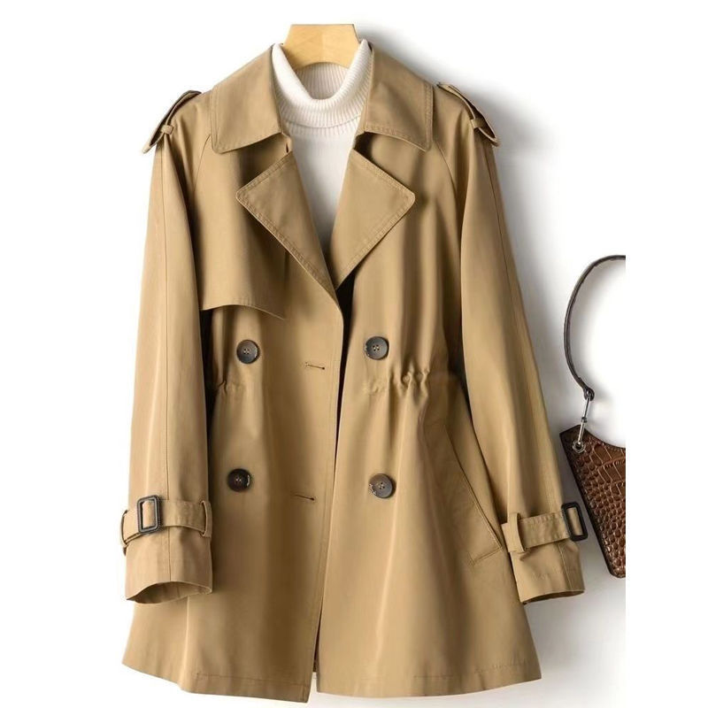 Women's Mid-Length Trench Coat for Petite Figures, Versatile 2026 Spring and Autumn New Korean Style Waist-Cinching British Style Trendy Jacket Women's Mid-Length Trench Coat for Petite Figures, Versatile 2026 Spring and Autumn New Korean Style Waist-Cinching British Style Trendy Jacket
