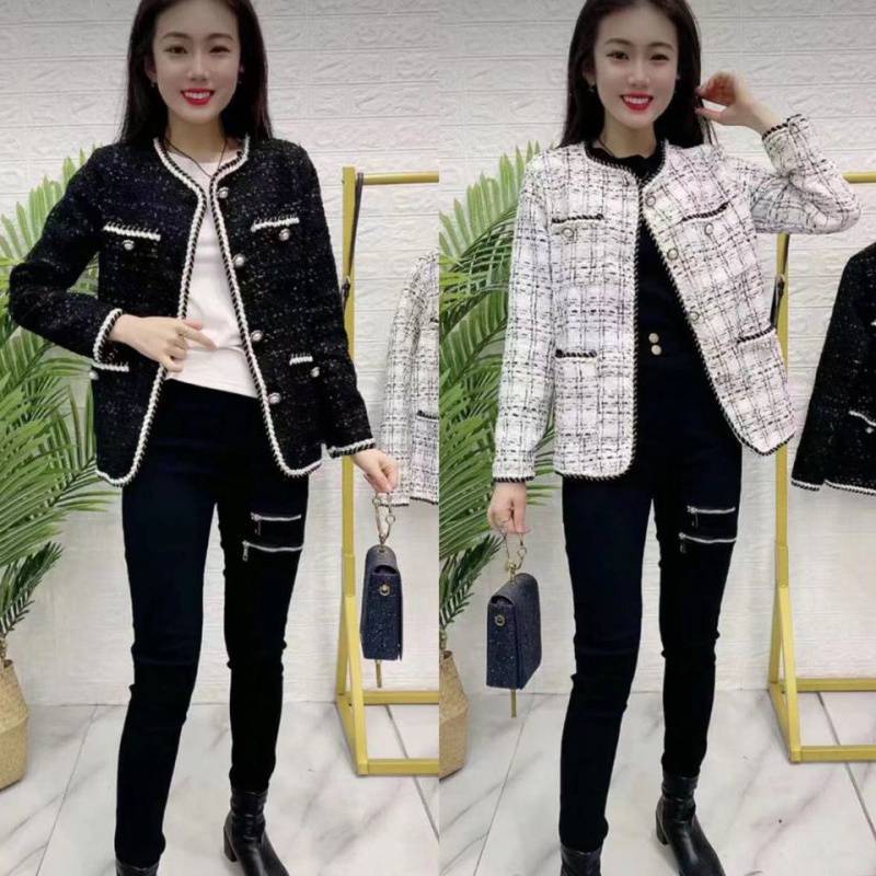 European-Style Chanel-Inspired Tweed Jacket for Women, Slim Fit, 2025 Spring and Autumn New Korean Version, Elegant Cardigan Top