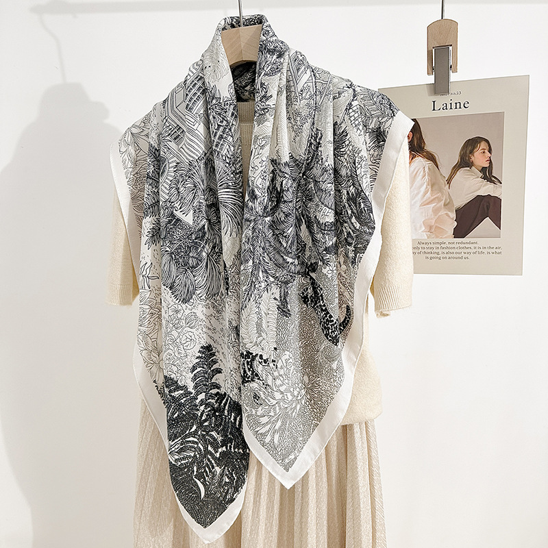 Japón y Corea del Sur imitaban flores de seda en herringe 90 toallas cuadradas de ángulo recto temperamento universal damas primavera y verano ropa profesional con bufandas