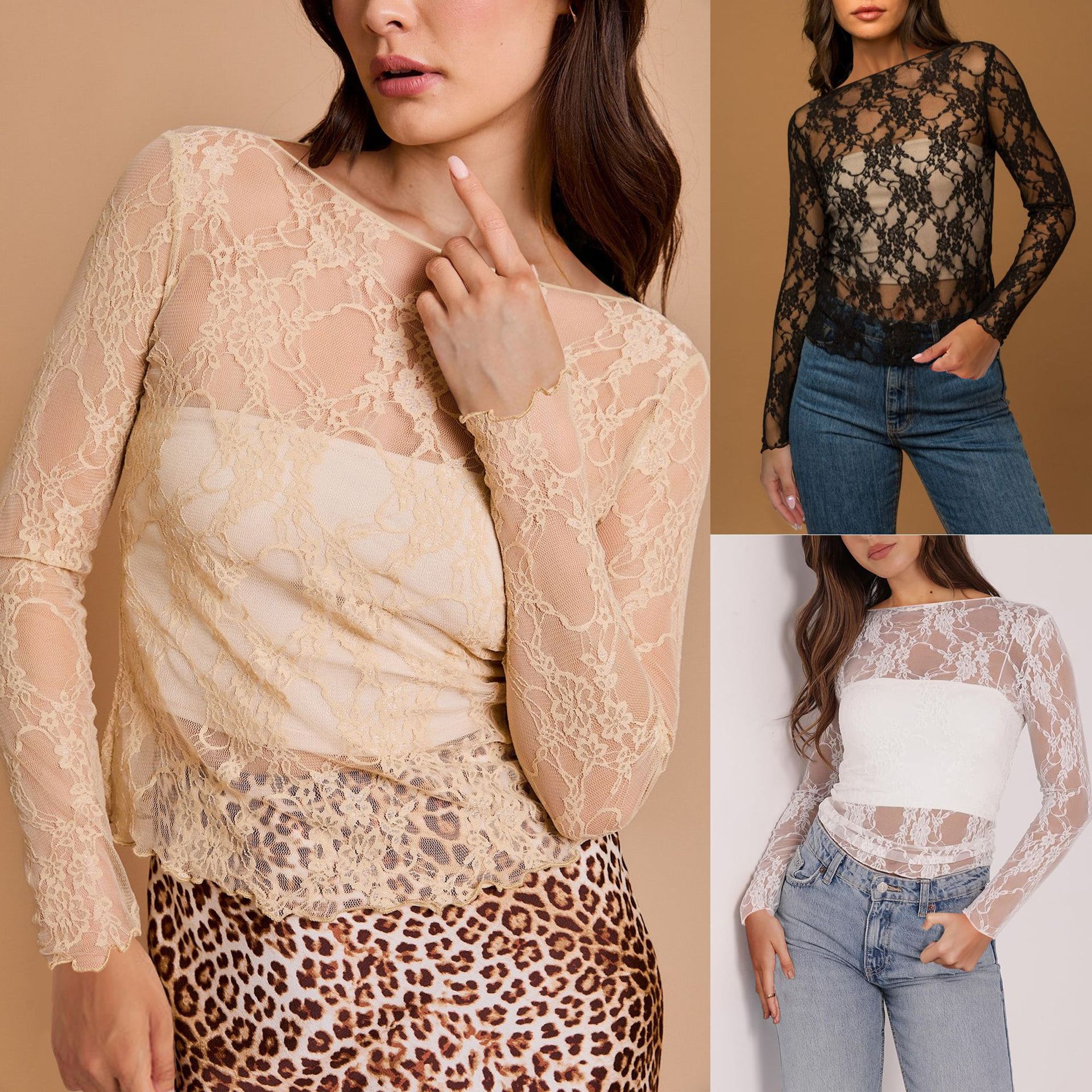 Sexy lace base multicoloured T-shirt