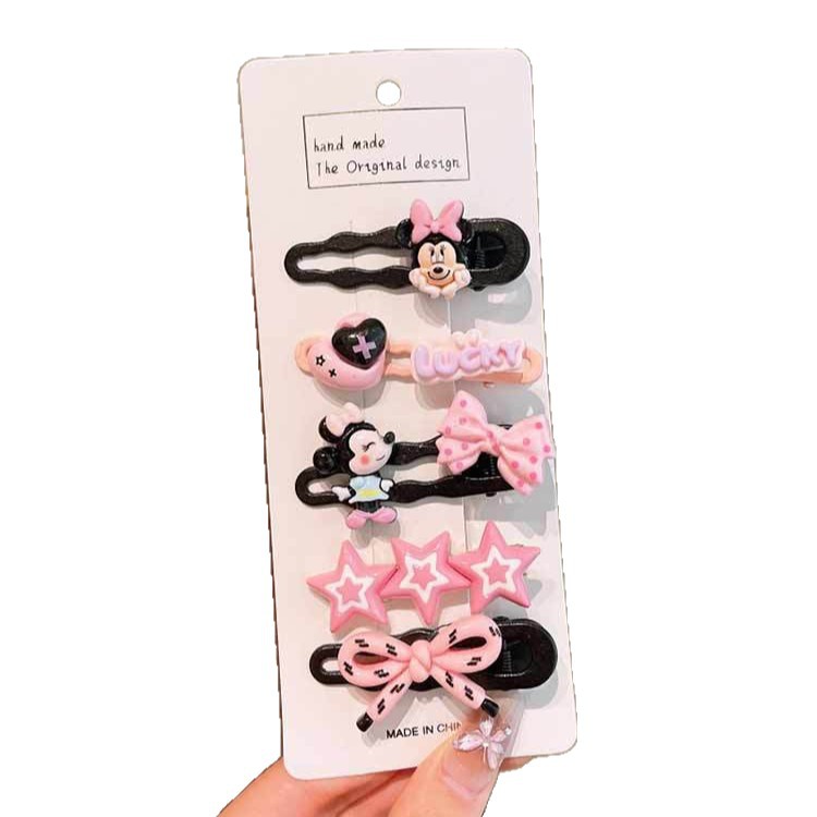 Clips para el cabello de los niños Mickey Minnie niños divertidos lindos clips para el cabello de dibujos animados suave dulce versátil clips laterales para las niñas joyas para el cabello