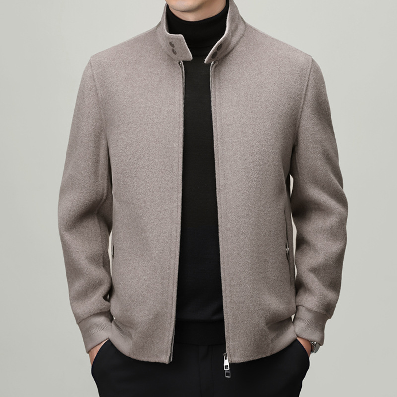 [100% Pure Wool] High-end Stand Collar Wool Coat for Men, Autumn and Winter Fashionable Business Versatile Wool Jacket