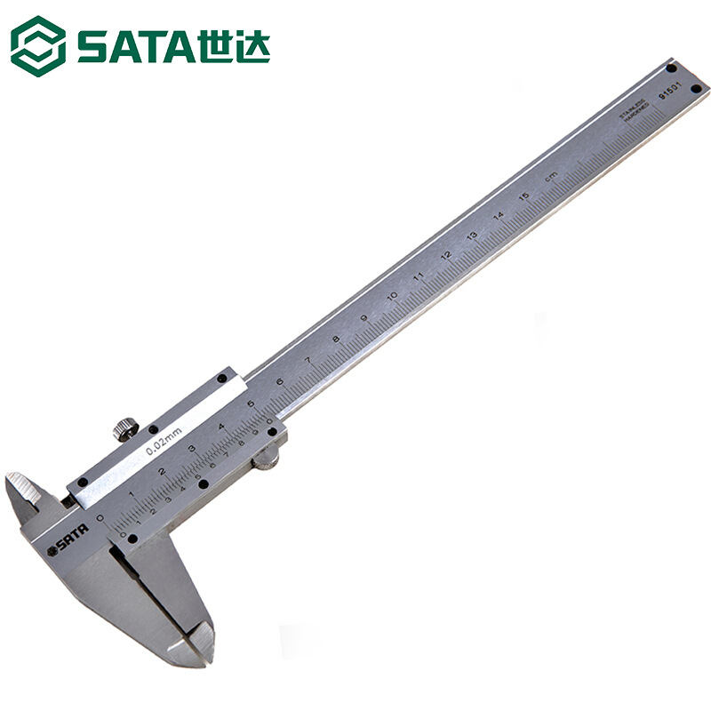 世达 SATA 工具不锈钢机械深度尺量具游标卡尺0-150MM 91501