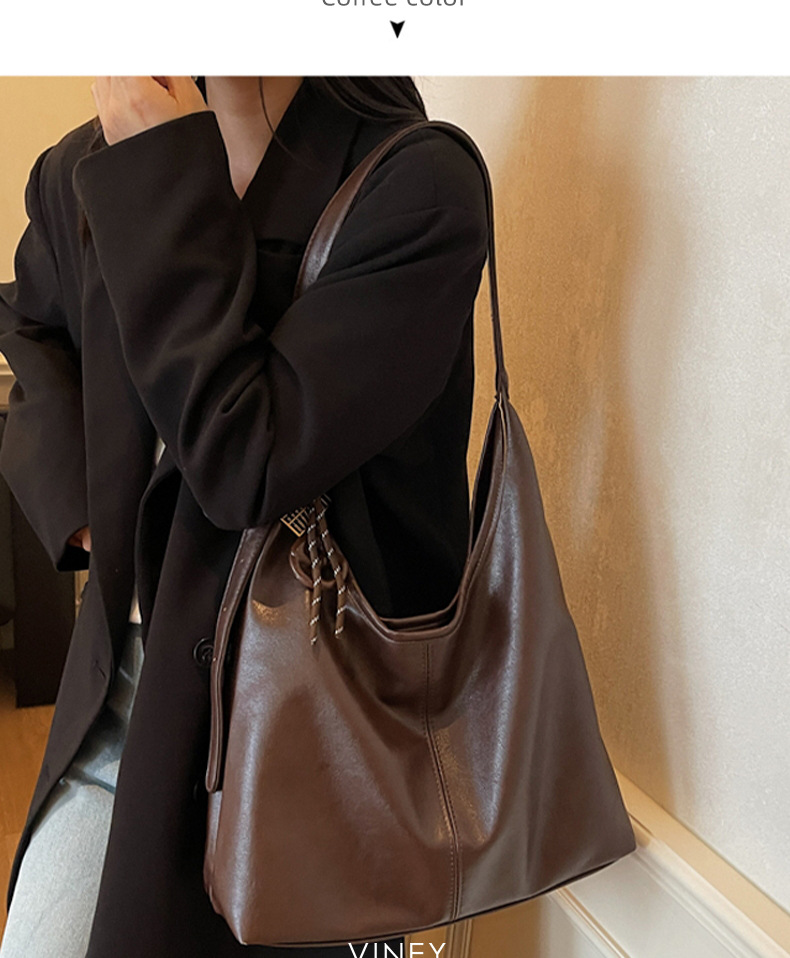Túi tote nữ cỡ lớn đi làm đeo vai, đeo nách, phong cách thời trang mùa hè — Màu nâu, Màu nâu (phiên bản công khai) chi tiết 11