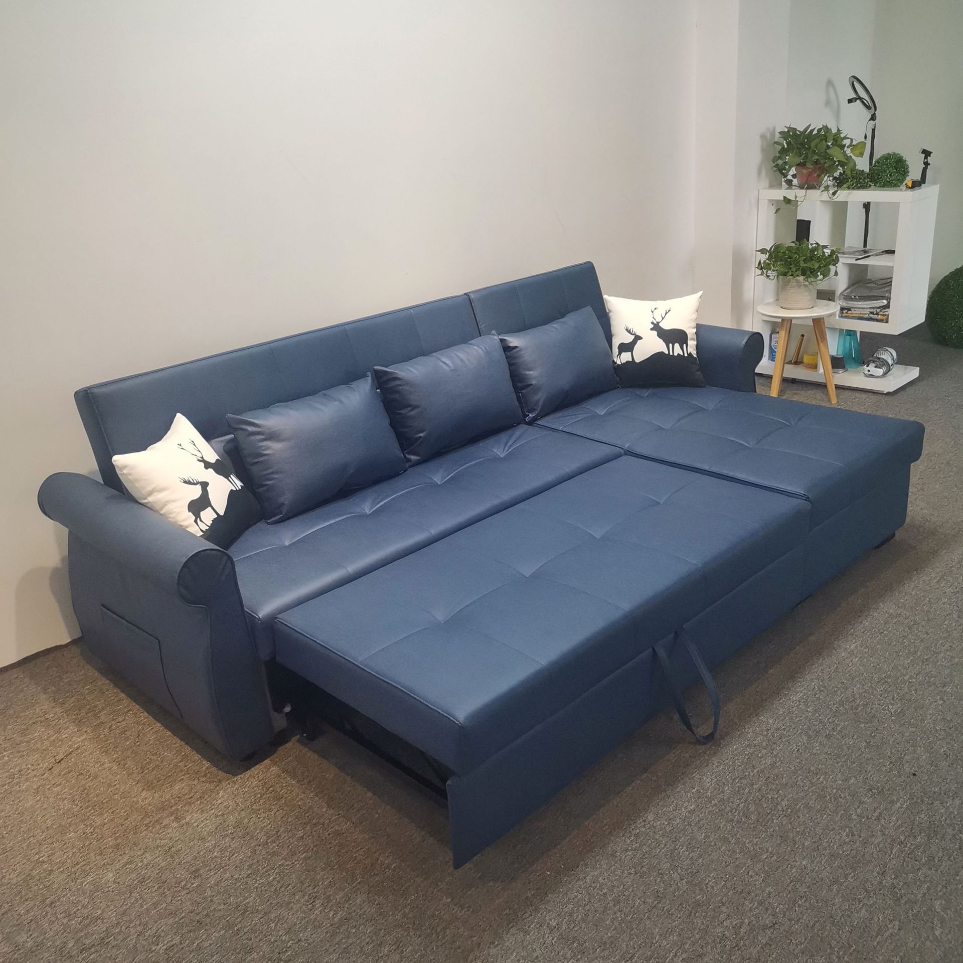 Sofá cama de doble propósito plegable esquina de sala de estar apartamento multifuncional desmontación y lavado almacenamiento tecnología de tela sofá cama
