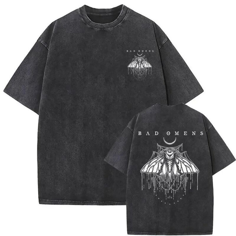 Men Clothing t Shirt Homme Graphic t Shirt Men t Shirt Ropa Hombre Washed Vintage Bad Omens Print