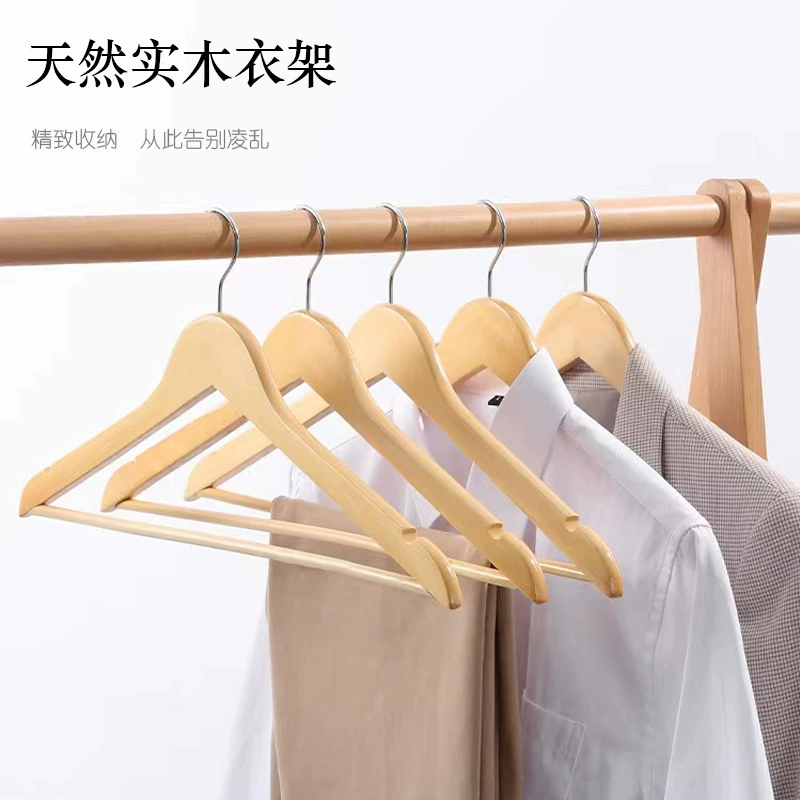 Вешалки для одежды Jiajiali из массива дерева для домашнего использования, нескользящие вешалки с металлическими крючками, без следов оставляющие следы на одежде, для хранения и сушки одежды в гардеробе.