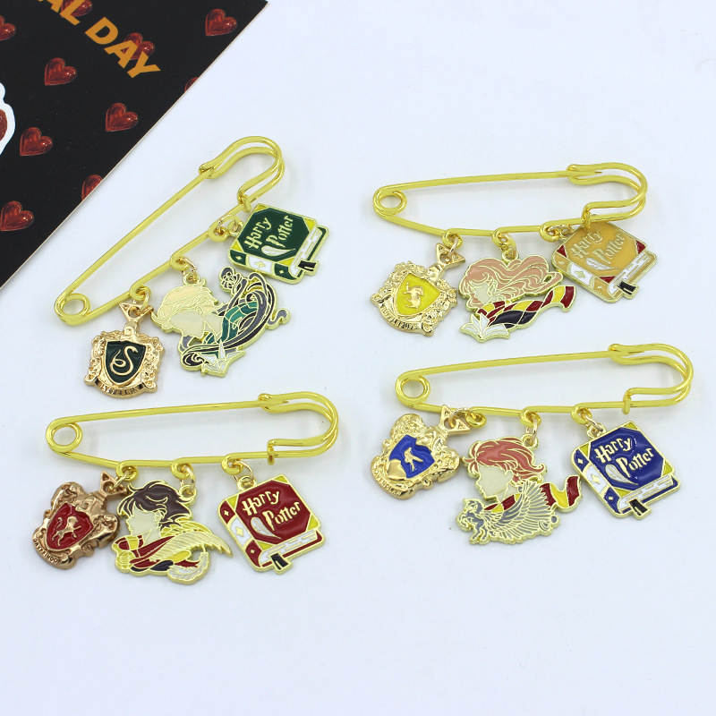 Cartoon Magic Peripheral Brooch Slytherin College Hermione Metal Badge suit Clothes Anti-Light Pin Matching