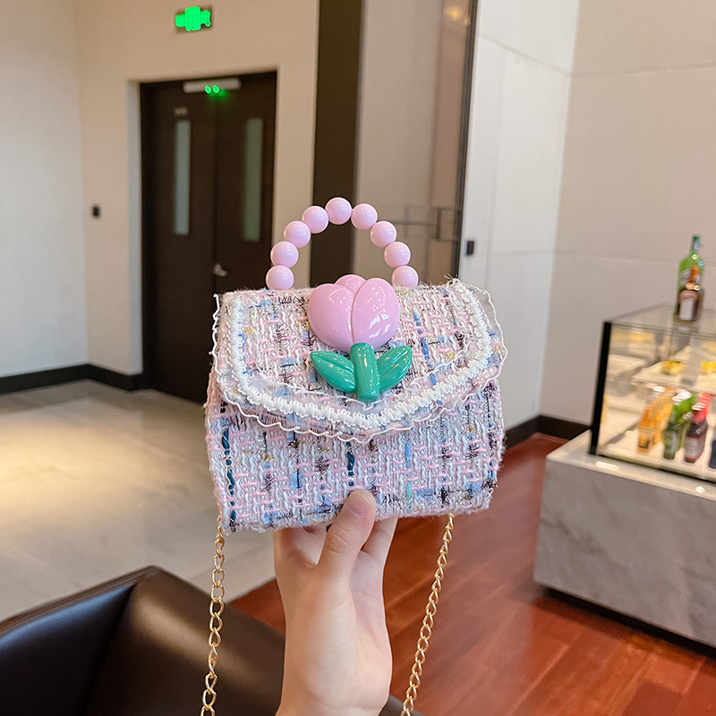 2022 nuevo arco de la celebridad en línea tejida bolso de los niños de las mujeres de estilo coreano lindo crossbody mini bolso de la perla