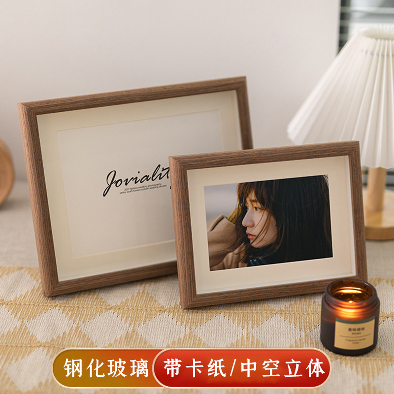 Hollow three-dimensional wall hanging dried flower photo frame table wholesale wooden wall 5678 inch A4a3 with cardboard picture frame empty frame