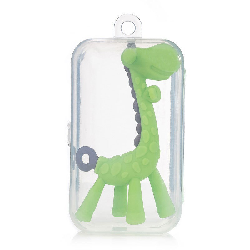 Venta directa de fábrica ciervo jirafa mordedor bebé anti-comer mano tridimensional juguete de silicona completo en caja mordedor palo