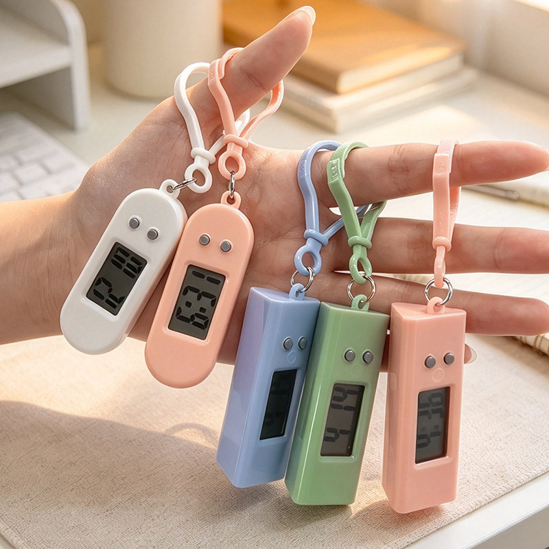 Simple Student Exam Small Hanging Watch Keychain Electronic Clock Time Display Backpack Buckle Key Timer Electronic Watch