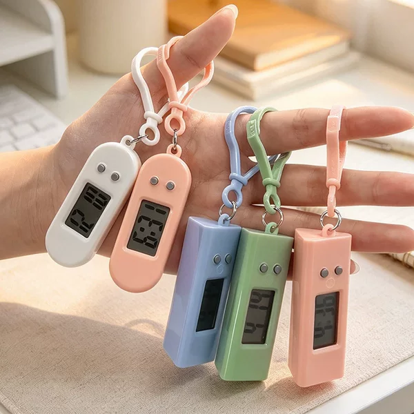 Simple Student Exam Small Hanging Watch Keychain Electronic Clock Time Display Backpack Buckle Key Timer Electronic Watch